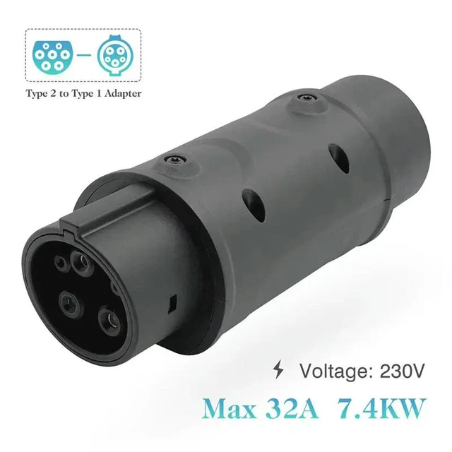 Alt view image 2 of 3 - 5X SAE Adaptor IEC 62196 2 To J1772 Type 1 Electric Cars EV Vehicle One Side Connector Charing Station 32A
