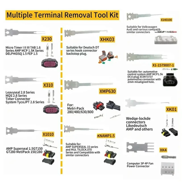 Alt view image 3 of 3 - For Wire Plug Connector Pin Extraction 27Pcs Car Terminal Removal Tool Kit For Car Maintenance Tool