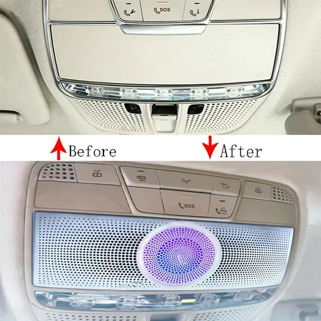 Alt view image 2 of 3 - For S-Class W222 Compatible Car Roof Reading Light With Ambient Light Luminous Roof Speaker 7Color