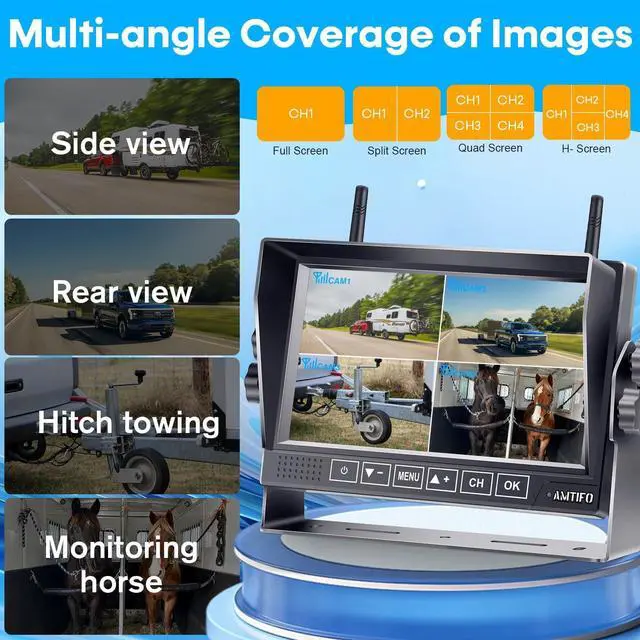 Alt view image 4 of 4 - Wireless RV Backup Camera: 1080P HD Rear View Camera with 7 DVR Split-Screen Monitor,170° Wide-Angle Lens, IR Night Vision, Waterproof IP69, Plug & Play for Furrion Pre-Wired RVs