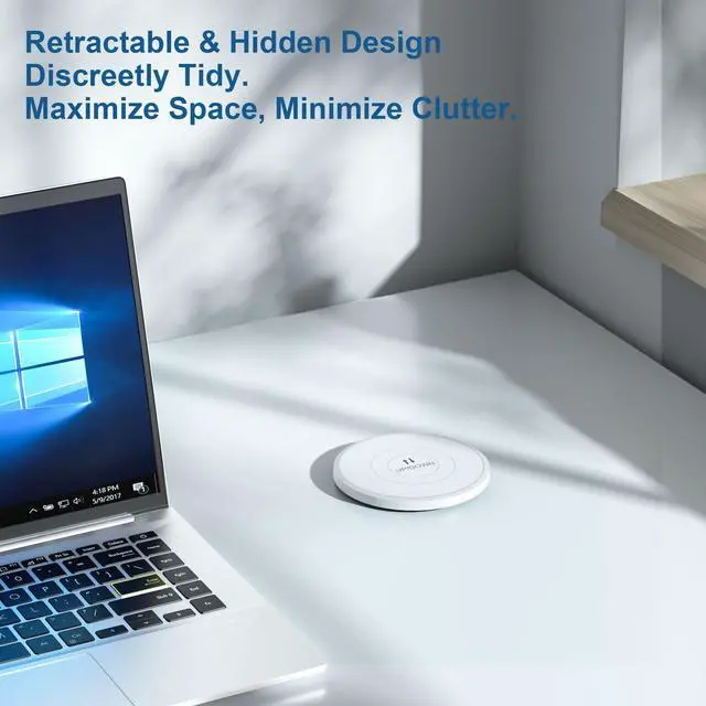 Alt view image 3 of 4 - Pop Up Outlet with Wireless Charging, 9-in-1 Built-in Countertop Power Hub, Gas-Lift Design, 4-1/8" Cutout, 2500W for Kitchen, Office & Conference Table