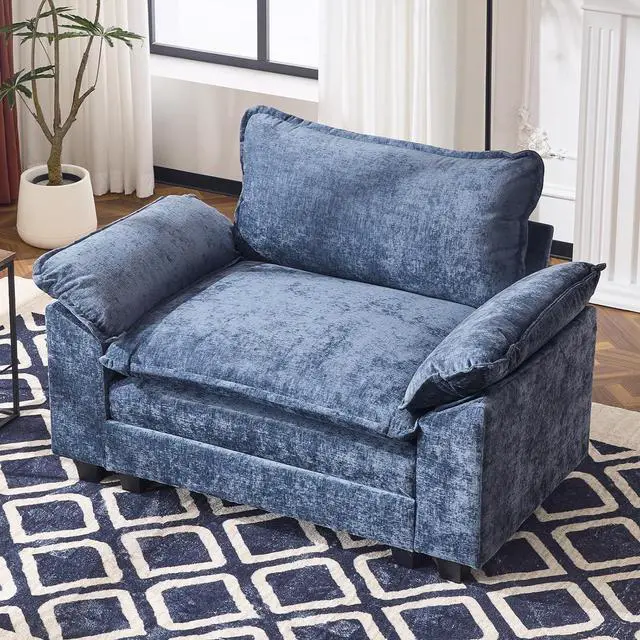 Main image of Cloud Navy Blue Single Chair with Armrest