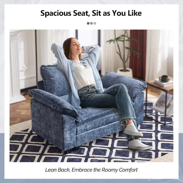 Alt view image 6 of 7 - Cloud Navy Blue Single Chair with Armrest