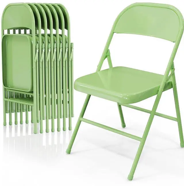 Main image of Folding Chairs All Steel Metal Frame, Capacity 350 lbs, Durable Portable and Versatile for Indoor Outdoor Use, Green, Set of 8