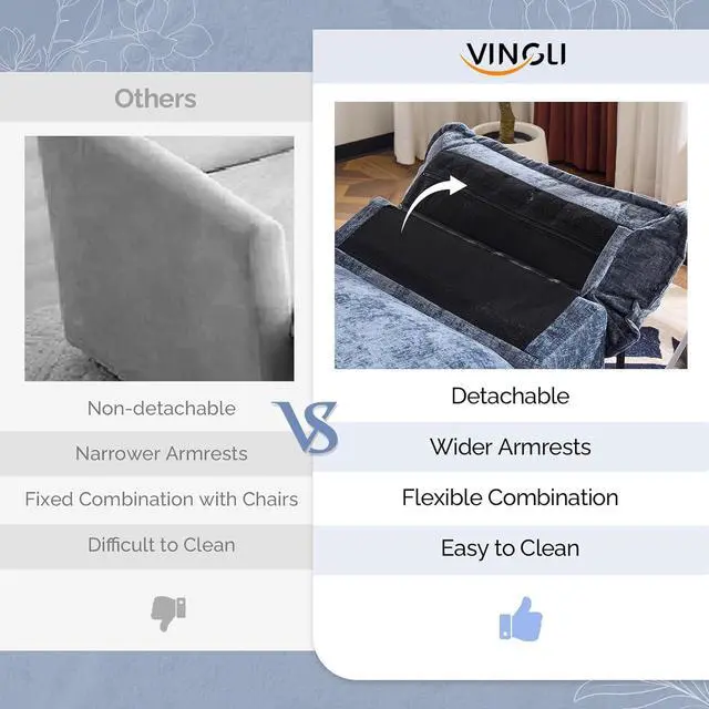 Alt view image 7 of 7 - Cloud Navy Blue Single Chair with Armrest