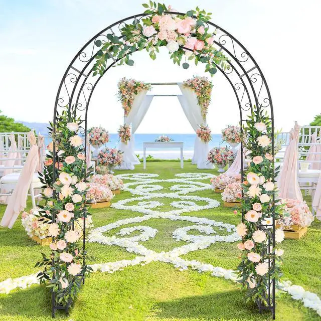 Alt view image 3 of 5 - Garden Arbor Arch, Wedding Arch Archway for Ceremony Party, Durable Steel Trellis for Plant Climbing, Christmas Decorations Pergola for Backyard, Lawn, Patio, Yard