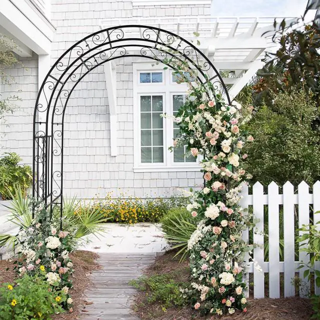 Alt view image 2 of 5 - Garden Arbor Arch, Wedding Arch Archway for Ceremony Party, Durable Steel Trellis for Plant Climbing, Christmas Decorations Pergola for Backyard, Lawn, Patio, Yard