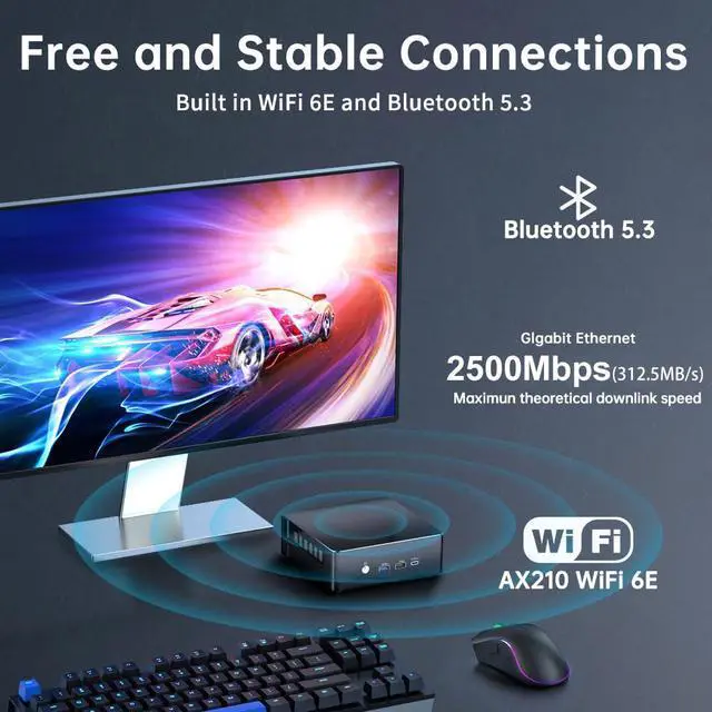 Alt view image 5 of 7 - Mini PC i9-12900H 14C/20T, 64G DDR5 RAM 1T SSD, Mini Desktop Computer Windows 11 Pro (TPM2.0), DP/HDMI/Type-C Triple Display, WiFi 6E Bluetooth5.3 for Home/Business