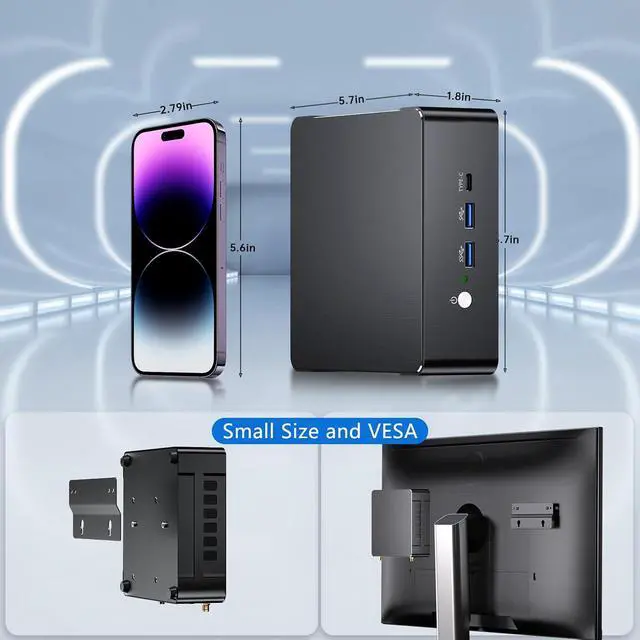 Alt view image 7 of 7 - Mini PC i9-12900H 14C/20T, 64G DDR5 RAM 1T SSD, Mini Desktop Computer Windows 11 Pro (TPM2.0), DP/HDMI/Type-C Triple Display, WiFi 6E Bluetooth5.3 for Home/Business