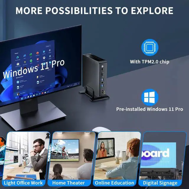 Alt view image 3 of 7 - Mini PC i9-11900H 8 Cores Up to 4.9GHz, Deaktop Computer Windows 11 pro, 16G DDR4 RAM 512G M.2 NVME SSD, 4K HDMI2.0 VGA Dual Display, Wifi6E Bluetooth5.3, Gigabit LAN for Office/Home