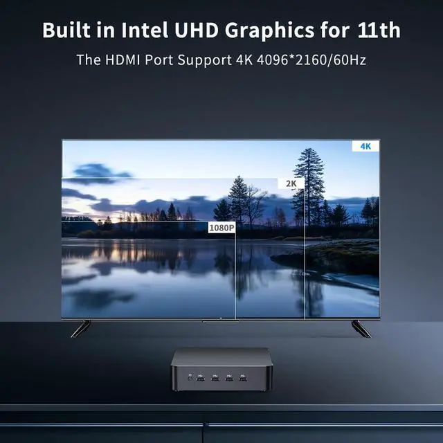 Alt view image 4 of 7 - Mini PC i9-11900H 8 Cores Up to 4.9GHz, Deaktop Computer Windows 11 pro, 16G DDR4 RAM 512G M.2 NVME SSD, 4K HDMI2.0 VGA Dual Display, Wifi6E Bluetooth5.3, Gigabit LAN for Office/Home