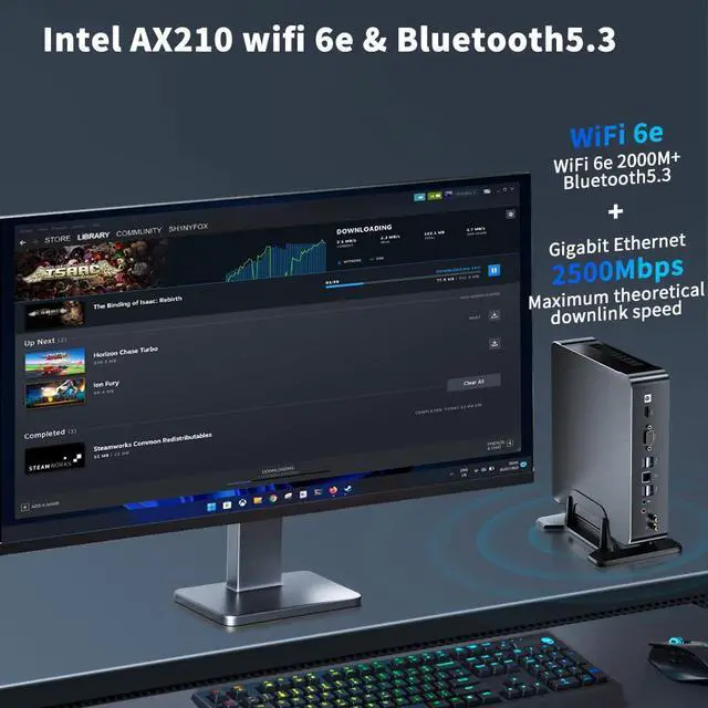 Alt view image 5 of 7 - Mini PC i9-11900H 8 Cores Up to 4.9GHz, Deaktop Computer Windows 11 pro, 16G DDR4 RAM 512G M.2 NVME SSD, 4K HDMI2.0 VGA Dual Display, Wifi6E Bluetooth5.3, Gigabit LAN for Office/Home