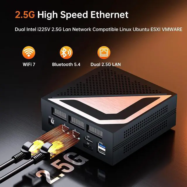 Alt view image 5 of 7 - Mini PC AMD Ryzen AI 9 HX 370, 32G DDR5 2TB SSD, Desktop Gaming Computers with Dual 2.5G LAN, Oculink, Win 11 Pro, WiFi 7, BT 5.4, Support Triple Display, VESA, Black
