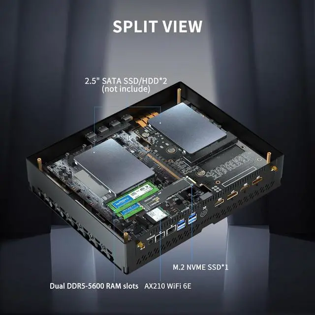 Alt view image 7 of 7 - Mini Gaming Pc, Core i7-14700F(up to 5.4GHz) with RTX4060, Desktop Computers Win 11 Pro, 64G DDR5 RAM/2T M.2 SSD/WIFI6E/BT5.3/Dual LAN/USB 3.2/8K HDMI DP, Four Display for Game/Design