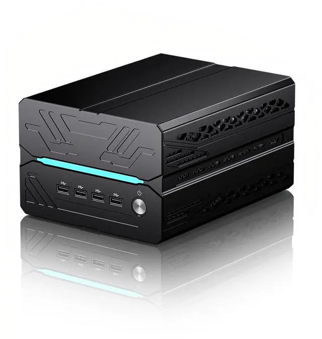 Main image of AI Mini Gaming PC Ryzen 7 9800X3D, 64GB DDR5 4TB SSD, Desktop Computer with RTX 5060 8G, Dual 2.5G LAN, Type-C, Win 11 Pro, WiFi 7, BT 5.4, Support Six Display