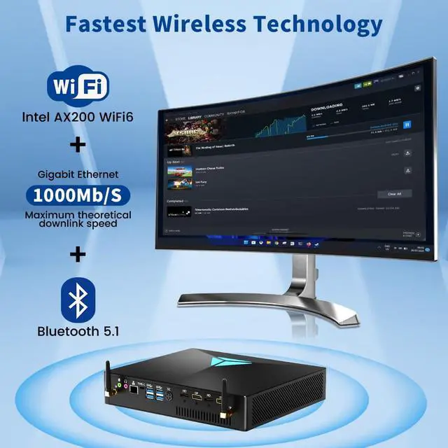 Alt view image 4 of 7 - Mini Deaktop PC i9-9900KF Windows 11 Pro, Gaming Computer GeForce RTX3050 8G, 64G DDR4 RAM 2T NVME SSD, 8K, HDMI*2, DP*2 Four Display, WiFi6 Bluetooth 5.1 for Gaming/Design