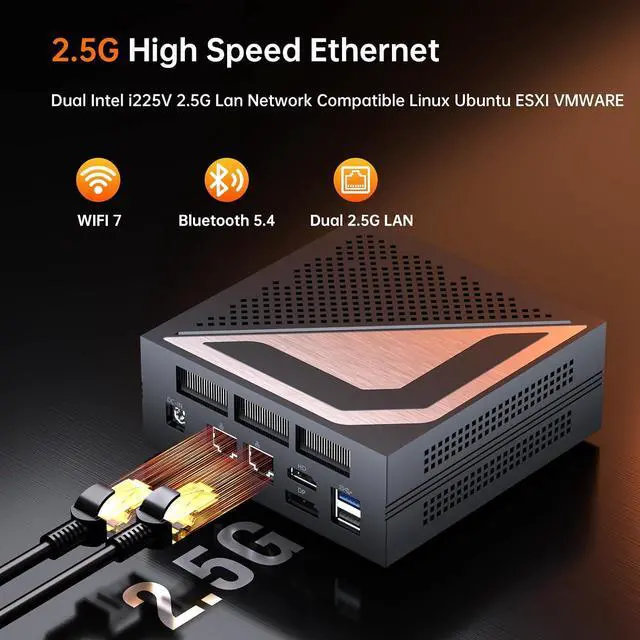 Alt view image 5 of 7 - Mini PC AMD Ryzen AI 9 HX 370, 32G DDR5 2TB SSD, Desktop Gaming Computers with Dual 2.5G LAN, Oculink, Win 11 Pro, WiFi 7, BT 5.4, Support Triple Display, VESA, Gray