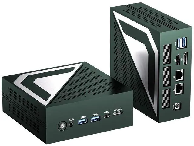 Main image of Mini PC AMD Ryzen AI 9 HX 370, 32G DDR5 2TB SSD, Desktop Gaming Computers with Dual 2.5G LAN, Oculink, Win 11 Pro, WiFi 7, BT 5.4, Support Triple Display, VESA, Green