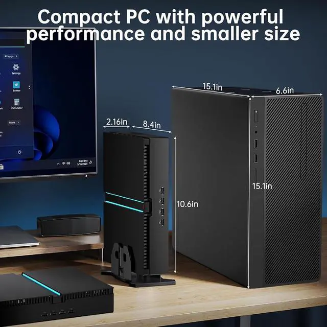 Alt view image 7 of 7 - Mini Gaming PC i9-13900F with GeForce RTX4060Ti, Mini Game Desktop Computer 64G DDR5 RAM 4T SSD, Windows 11 Pro, WiFi6E BT5.3, Optical, 1* HDMI 3* DP, 8K, Four Display for Gaming/Design