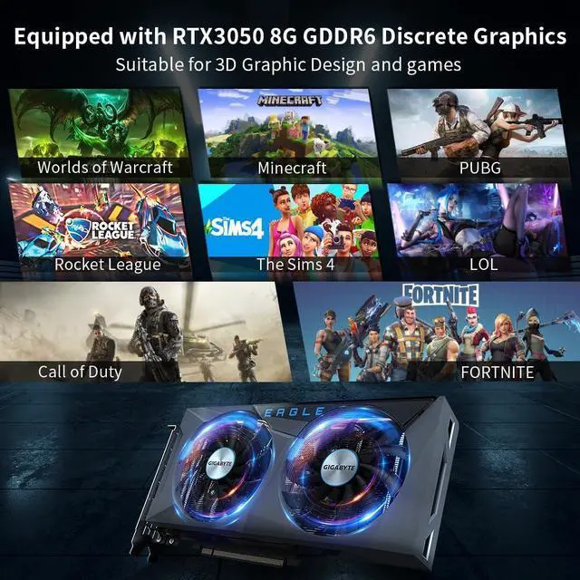 Alt view image 3 of 7 - Mini Deaktop PC i9-9900KF Windows 11 Pro, Gaming Computer GeForce RTX3050 8G, 64G DDR4 RAM 2T NVME SSD, 8K, HDMI*2, DP*2 Four Display, WiFi6 Bluetooth 5.1 for Gaming/Design