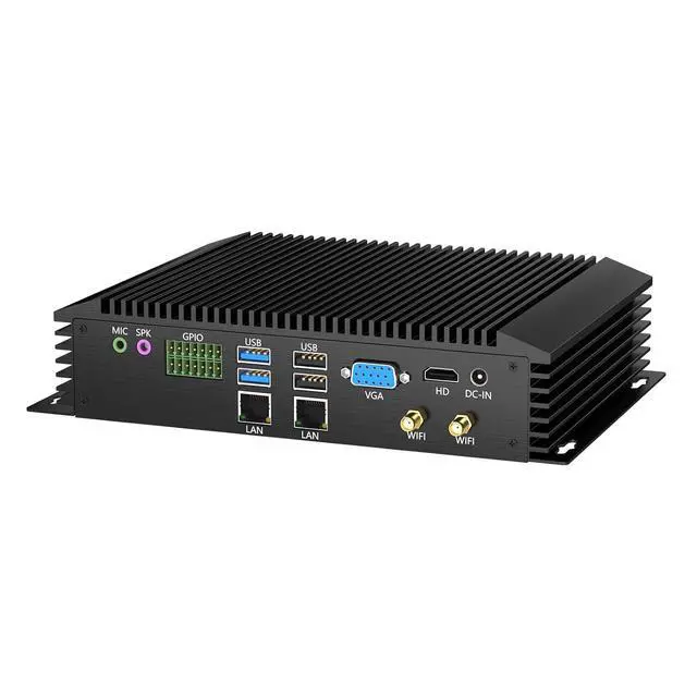 Alt view image 2 of 2 - Industrial Mini PC, Fanless Desktop Computer Core i7-7500U, 2C/4T, Up to 3.5GHz, Win 10 Pro, 8GB RAM 256GB SSD, 2xLAN, GPIO, PS2(KB/MS), 6xCOM RS232(Configurable RS422/485), USB3.0, WiFi6