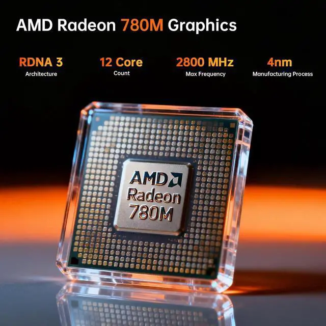 Alt view image 3 of 7 - Mini PC Ryzen 9 8945HS, 64GB DDR5 2TB SSD, Desktop Computers with Dual 2.5G LAN, Oculink, Win 11 Pro, WiFi 6E, BT 5.3, Support Triple Display, VESA, Black