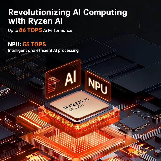 Alt view image 7 of 7 - Mini PC Ryzen AI 9 HX470, 32G DDR5 1TB SSD, Desktop Gaming Computers with Dual 2.5G LAN, Oculink, Win 11 Pro, WiFi 7, BT 5.4, Support Triple Display, VESA, Gray
