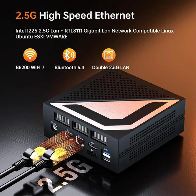Alt view image 5 of 7 - Mini PC Ryzen AI 9 HX470, 32G DDR5 2TB SSD, Desktop Gaming Computers with Dual 2.5G LAN, Oculink, Win 11 Pro, WiFi 7, BT 5.4, Support Triple Display, VESA
