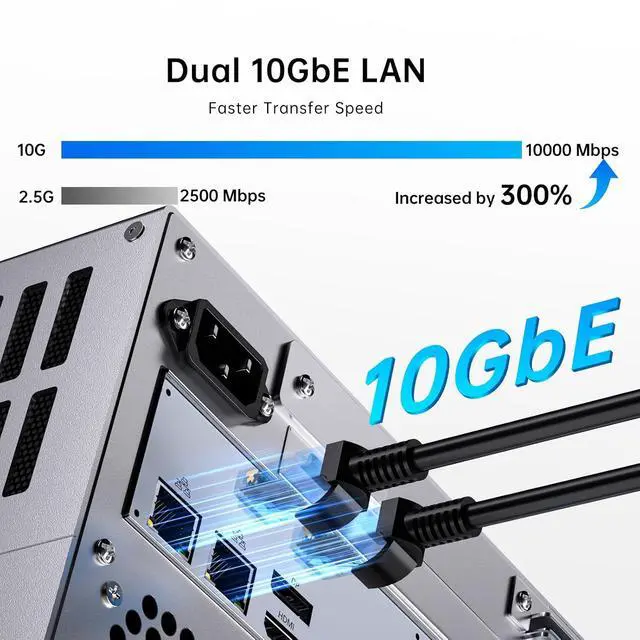 Alt view image 6 of 7 - 8-Bay Desktop NAS Computer, 16 Cores AI Ultra 9 285H, 32G LPDDR5X 8400MT/s, 4T SSD, Win-11 pro, 2 x 10Gbps LAN, 2 x M.2 PCIE4.0 Slots, Four Display, 8k/4k@60Hz, Support Dual System Network