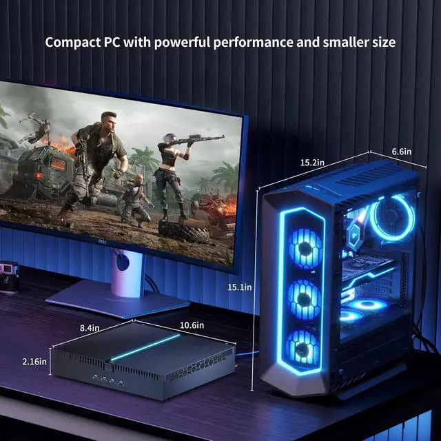 Alt view image 7 of 7 - Mini Gaming PC, Small Desktop Computer Core i9-12900F 2.4-5.1GHz, Windows 11 Pro, 64G DDR4| 1T NVME SSD, GeForce RTX3060 12G, HTPC, 2X HDMI2.1 & 2X DP 8K Outputs, USB3.2, BT 5.3/WiFi 6E