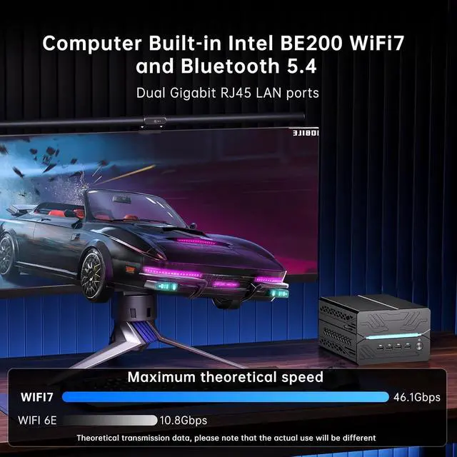 Alt view image 5 of 7 - AI Mini PC, Desktop Computer i9-14900F 24 Cores Upto 5.8GHz, 64G DDR5, 4T M.2 PCIE4.0 SSD, Win-11 Pro, GeForce RTX5060Ti 16G, Four Display, 8K@60Hz Outputs, Dual LAN, WiFi7, Video Editing