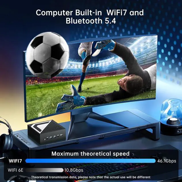 Alt view image 5 of 7 - Mini PC, Desktop Computer with 14th Gen Core Ultra U9-185H up to 5.1 GHz, Win-11 Pro, 64G DDR5, 4T M.2 PCIE4.0 SSD, Dual 2.5G LAN, DP/HD2.1/USB4.0, Support 8K/4K@60Hz, WiFi7/BT5.4, Oculink
