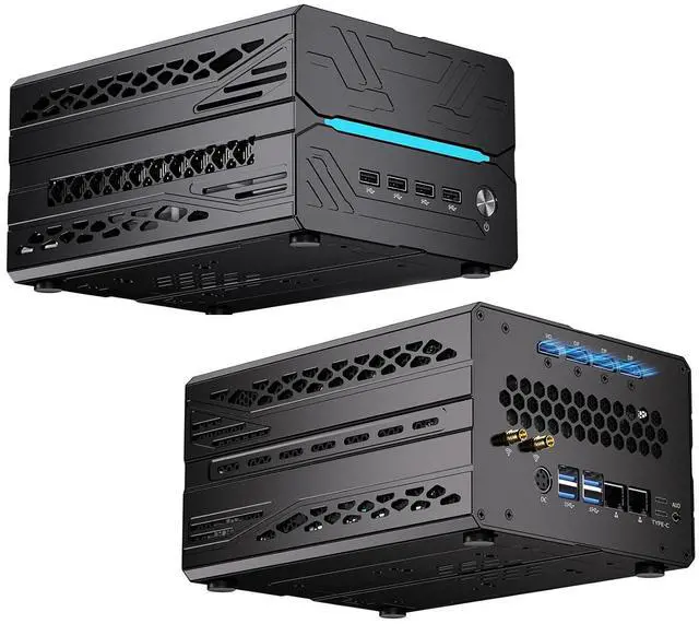 Main image of Mini AI Server PC, Desktop Gaming Computer Ryzen 7 9800X3D, 64G DDR5, 1T M.2 PCIE4.0 SSD, Win-11 Pro, GeForce RTX5060 8G, Six Display, HDMI/DP/Dual Type-C, 8K, Dual 2.5G LAN, WiFi7