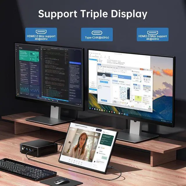 Alt view image 4 of 7 - Mini PC with AMD Ryzen 9 7940HS, Upto 5.2GHz, Desktop Computer with 32G DDR5, 1T PCIE4.0 SSD, Windows 11 Pro, HDMI/USB-C, 4K Triple Display, Radeon 780M Graphics, 2.5Gbps LAN, WiFi6E, VESA