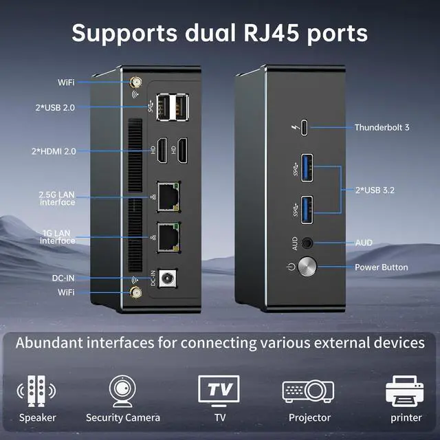 Alt view image 6 of 7 - Mini PC with AMD Ryzen 9 7940HS, Upto 5.2GHz, Desktop Computer with 32G DDR5, 1T PCIE4.0 SSD, Windows 11 Pro, HDMI/USB-C, 4K Triple Display, Radeon 780M Graphics, 2.5Gbps LAN, WiFi6E, VESA