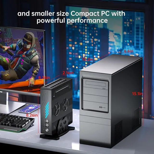 Alt view image 7 of 7 - Mini PC i9, Small Desktop Computer Core i9-12900F Upto 5.1GHz, Win-11 Pro, 64G DDR5| 2T PCIE4.0 SSD, GeForce GTX1050Ti 4G, Dual LAN, Dual Display, 4K Output, WiFi6E/BT5.3 for Video Editing