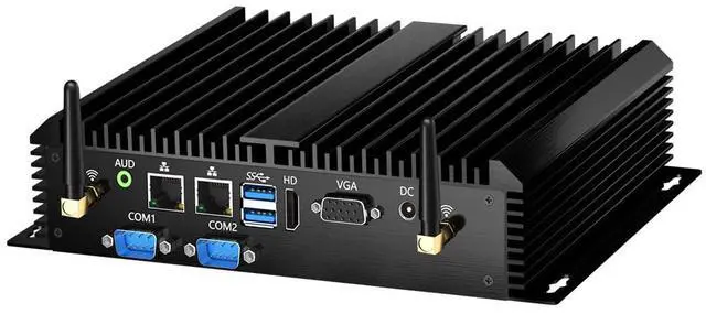 Main image of Fanless Industrial PC, Mini Computer with Core i7-5500U (2.4-3.0GHz), 16G RAM 512G SSD, Dual LAN, 2*COM RS232, Wi-Fi 5, 1*HDMI 1*VGA, Support Wake On LAN/Auto Power On, Windows 10 Pro