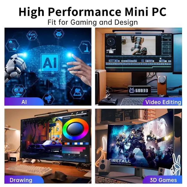 Alt view image 7 of 7 - Mini PC i9, Core i9-13900F 24 Cores with RTX4060 8G Desktop Computer, 32G DDR5 RAM 1T PCIE4.0 SSD, WiFi 6E, BT5.3, 2* HDMI/ 2* DP, 8K, Four Display, Optical, Dual LAN, Windows 11 Pro