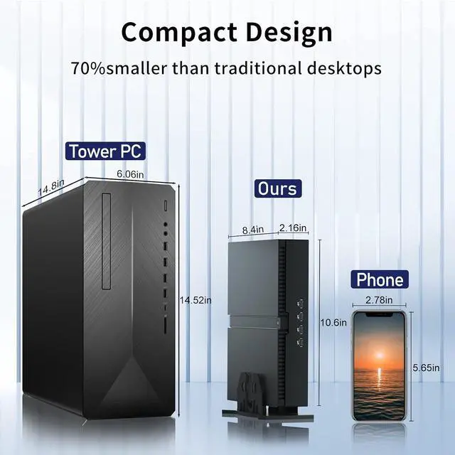 Alt view image 7 of 7 - Mini PC with Core i9-12900F, 64G DDR5 RAM 1T PCIE 4.0 SSD, Geforce RTX 3060 12G Desktop Computer, 2* HDMI, 2* DisplayPort, WiFi 6e, 8K, BT, Windows 11 Pro