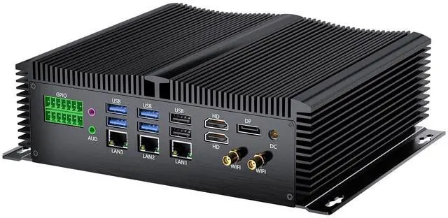 Main image of Fanless Industrial PC, Mini Desktop Computer with i5-1335U, 8G RAM 256G SSD, COM R232/ 422/485, Triple 2.5G LAN, GPIO, 4K, Wi-Fi, WOL Support, Wide Voltage, 2*HDMI, 1*DP, Windows 11 Pro