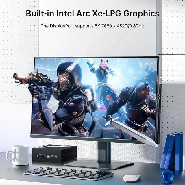 Alt view image 6 of 7 - Mini PC with 14th Gen Ultra 9 185H (16 Cores, Upto 5.1GHz), 32GB DDR5 RAM 1TB PCIE 4.0 SSD Desktop Computer, 1* HDMI, 1* DisplayPort, 1* USB4.0, 8K, 2.5G LAN, WiFi 6e, Windows 11 Pro