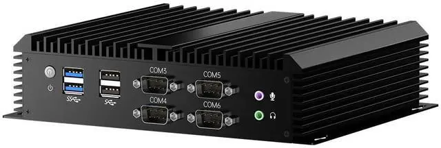 Main image of Fanless Industrial PC, Mini Computer with Core i7-8550U, 8G RAM 256G SSD, Dual NIC, 6*COM RS232, Wi-Fi 5, 1*HDMI 1*VGA, Low Power, Support Wake On LAN/Auto Power On, Windows 10 Pro