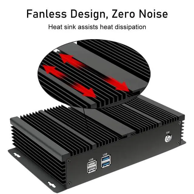 Alt view image 5 of 7 - Mini Fanless PC with Celeron 2955U, 8G RAM 128G SSD, Support 4G Module Dual LAN, 1*HDMI 1*VGA Dual Display, 2*COM RS232, Wi-Fi, Industrial Computer with Windows 10 Pro