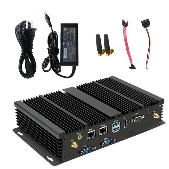 Alt view image 7 of 7 - Mini Fanless PC with Celeron 2955U, 8G RAM 128G SSD, Support 4G Module Dual LAN, 1*HDMI 1*VGA Dual Display, 2*COM RS232, Wi-Fi, Industrial Computer with Windows 10 Pro