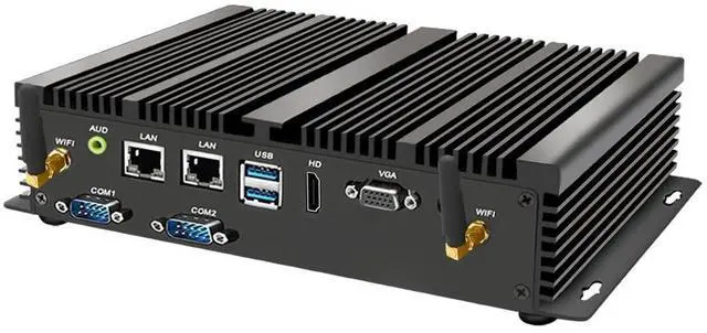 Main image of Mini Fanless PC with Celeron 2955U, 8G RAM 128G SSD, Support 4G Module Dual LAN, 1*HDMI 1*VGA Dual Display, 2*COM RS232, Wi-Fi, Industrial Computer with Windows 10 Pro