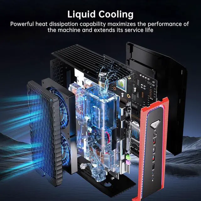 Alt view image 4 of 7 - AI PC Liquid Cooled, 14th Gen Core i9-14900F with 64G DDR5 RAM 1T PCIE4.0 SSD Desktop Computer, RTX4070 12G, 8K, 1*HDMI, 3*DisplayPort, Optical, WiFi 6e, Windows 11 Pro