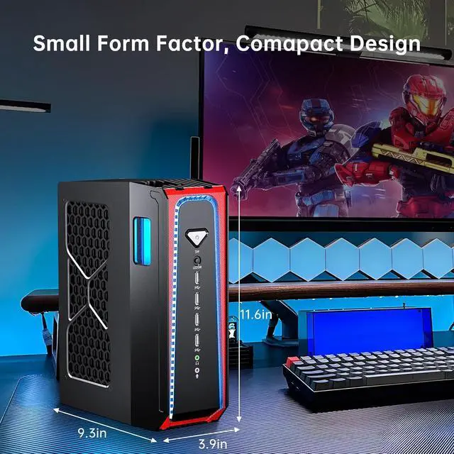 Alt view image 7 of 7 - AI PC Liquid Cooled, 14th Gen Core i9-14900F with 64G DDR5 RAM 1T PCIE4.0 SSD Desktop Computer, RTX4070 12G, 8K, 1*HDMI, 3*DisplayPort, Optical, WiFi 6e, Windows 11 Pro