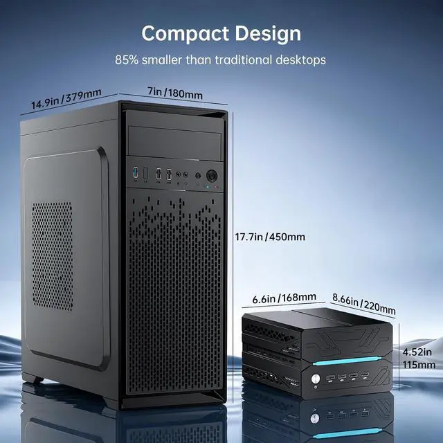 Alt view image 5 of 7 - Mini Desktop Comptuer - 14th Gen Intel Core i9-14900F 24-Core Processor, 32GB DDR5 RAM, 1T PCIE 4.0 SSD, NVIDIA GeForce RTX 5060Ti 16GB GDDR7 Graphics, 8K, WiFi 6e, 4* Display, Windows 11 Pro