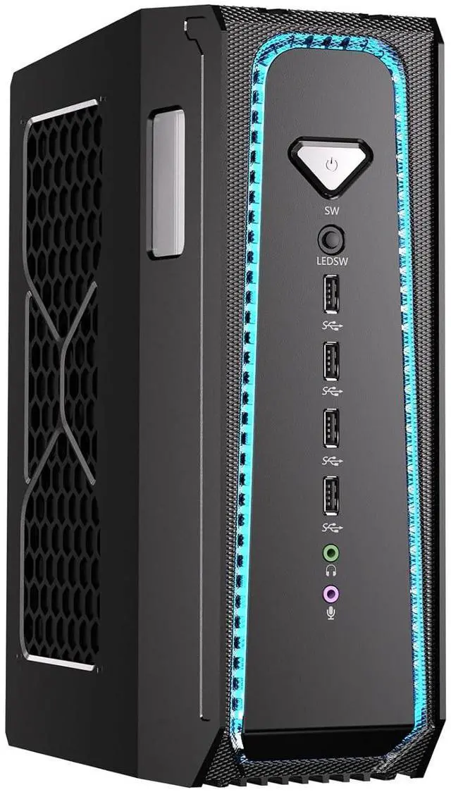 Main image of Mini Gaming PC Liquid Cooling, 13th Gen Core i7-13700F with 32G DDR5 RAM 1T PCIE4.0 SSD Desktop Computer, RTX4070 12G, 8K, 1*HDMI, 3*DisplayPort, Optical, WiFi 6e, Windows 11 Pro