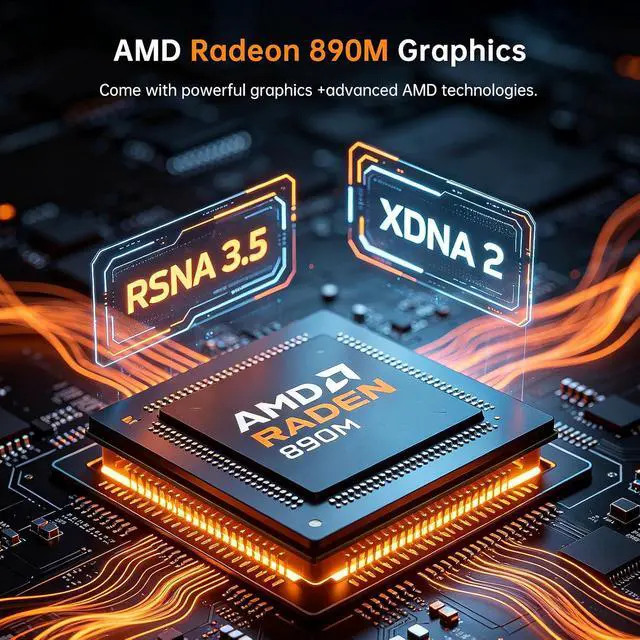 Alt view image 6 of 7 - AI Mini PC, Ryzen AI 9 HX 470(86 Tops, Max 5.2 GHz), 64G DDR5 RAM, 4T PCIE4.0 SSD Desktop Computer, Radeon 890M, 2 * 2.5G LAN, 8K, Triple Display, USB4.0, Wi-Fi 7, Windows 11 Pro